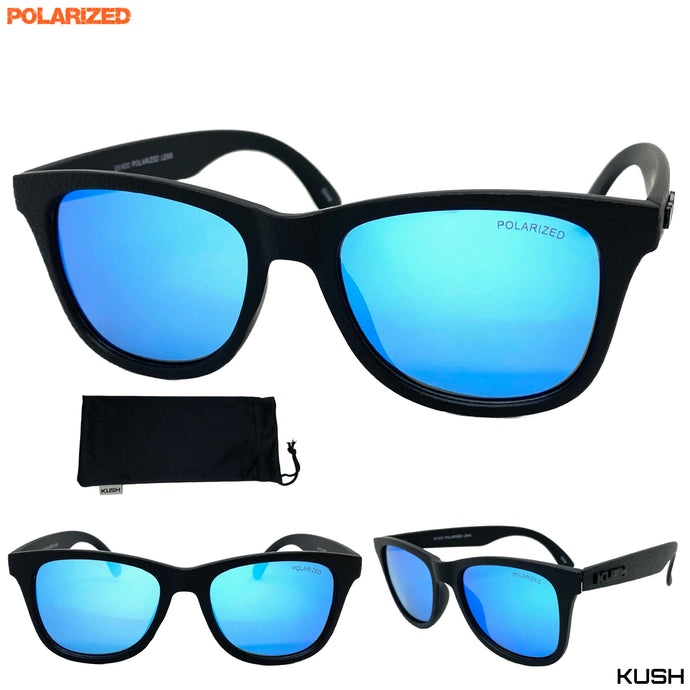 Classic Vintage Retro Hardcore Biker Style KUSH SUNGLASSES Blue Polarized Lens POL006