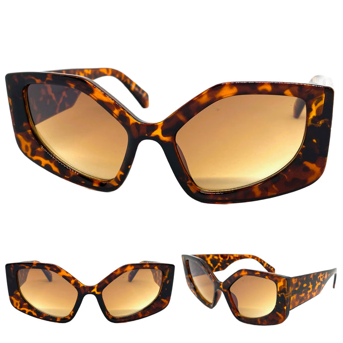 Oversized Exaggerated Funky Vintage Retro Style SUNGLASSES Thick Tortoise Frame E2123