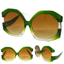 Oversized Vintage Retro Style SUNGLASSES X-Large Huge Green Frame 80848