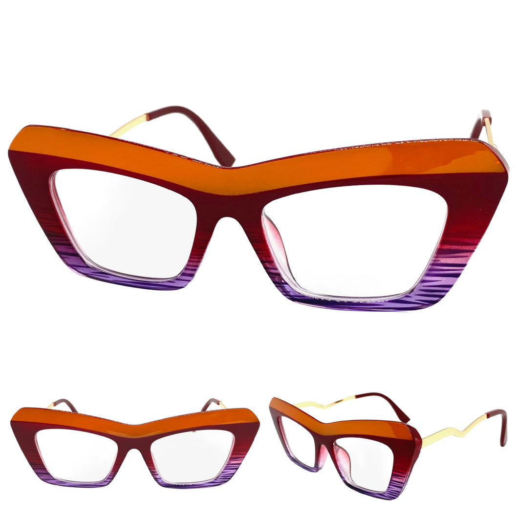 Classic Modern Retro Cat Eye Style Clear Lens EYEGLASSES Large Multicolor Frame 5035