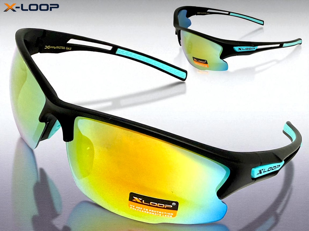 Sporty Wrap Around Cycling Fishing Biker SUNGLASSES Sleek Black Frame - Gold Lens 2754