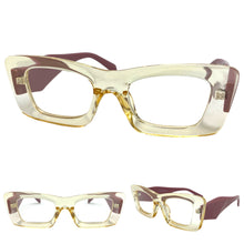 Exaggerated Vintage Retro Style Clear Lens EYEGLASSES Thick Champagne Frame 81260