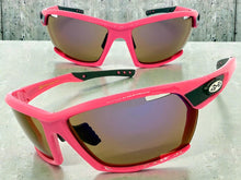 Classic Sporty Wrap Around Style SUNGLASSES Large Hot Pink Frame - Purple Lens 2745