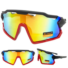 Oversized Retro Sporty Wrap Around Style SUNGLASSES Large Black & Red Frame 3693