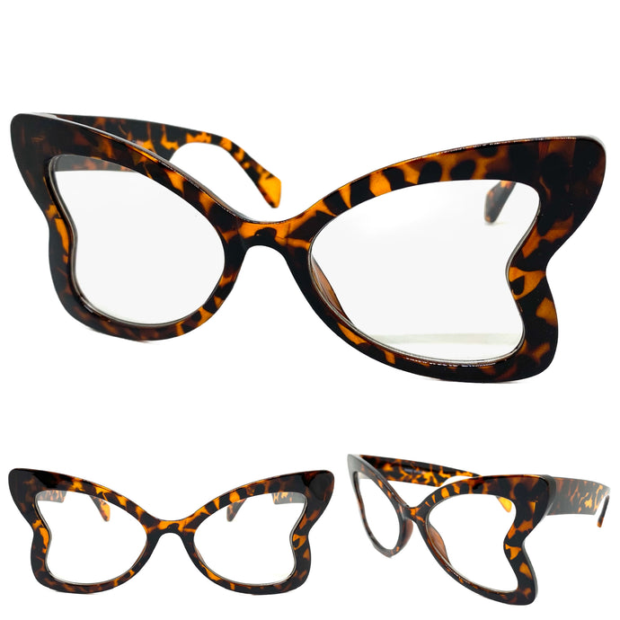 Oversized Vintage Retro Style Clear Lens EYEGLASSES Large Butterfly Tortoise Frame 81261