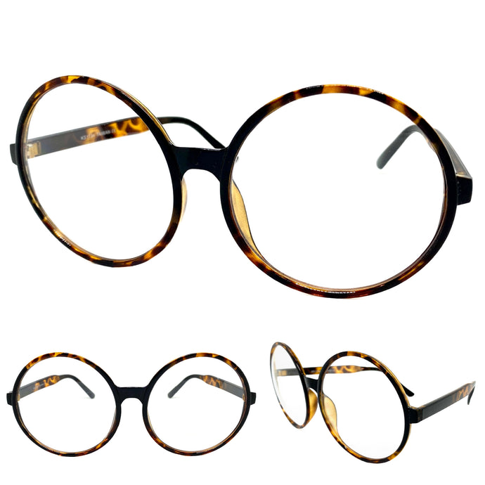 Oversized Vintage Retro Style Clear Lens EYEGLASSES X-Large Tortoise Frame 1734