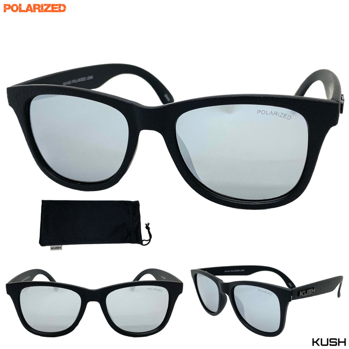 Classic Vintage Retro Hardcore Biker Style KUSH SUNGLASSES Silver Polarized Lens POL006