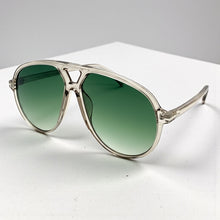 Oversized Vintage Retro Style SUNGLASSES Large Gray Frame - Green Lens 81022