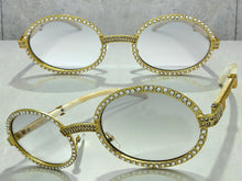 Classy Elegant Luxury Modern Hip Hop Style Bling SUNGLASSES Large Oval Gold & Marble Frame E0652