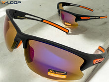 Sporty Wrap Around Cycling Fishing Biker SUNGLASSES Sleek Black Frame - Purple Lens 2754