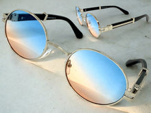 Classic Vintage Retro Hip Hop Style SUNGLASSES Oval Silver & Faux Wood Frame 27723