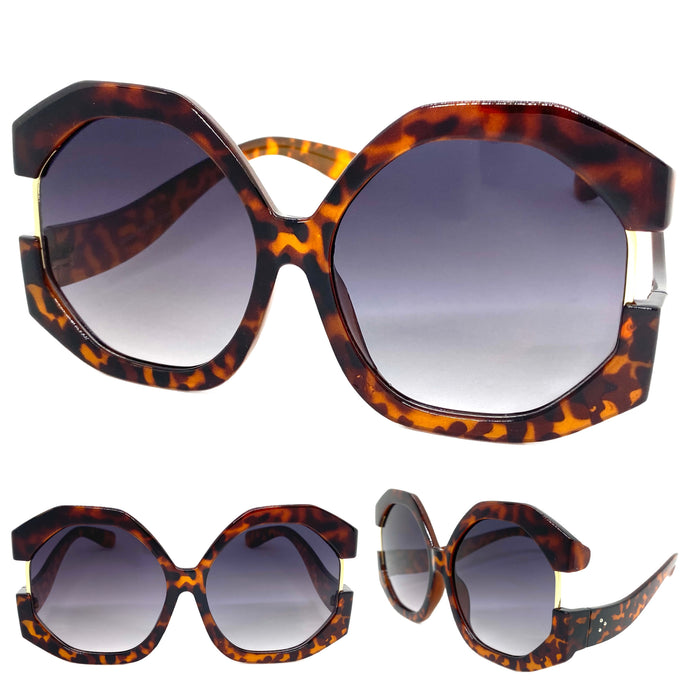 Oversized Vintage Retro Style SUNGLASSES X-Large Huge Tortoise Frame 80848