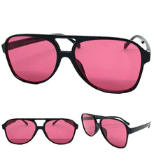 Classic Vintage Retro Aviator Style SUNGLASSES Large Black Frame 80837