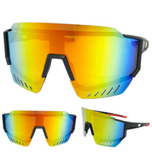 Oversized Retro Sporty Wrap Around Style SUNGLASSES Large Black Frame B0277