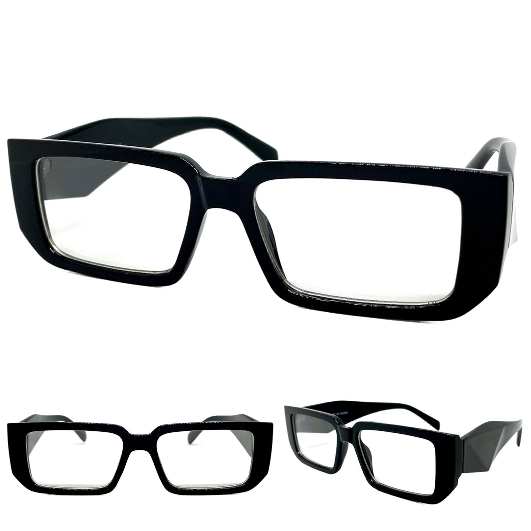 Classy Modern Contemporary Style Clear Lens EYEGLASSES Thick Black Frame 81254