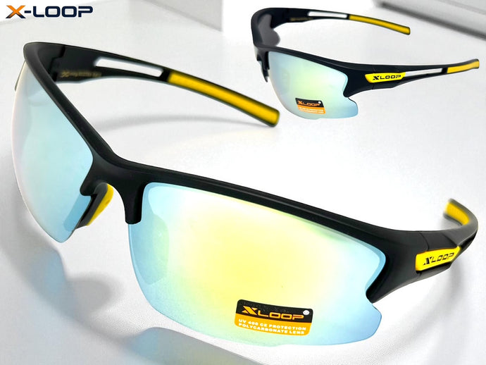 Sporty Wrap Around Cycling Fishing Biker SUNGLASSES Sleek Black Frame - Gold Lens 2754
