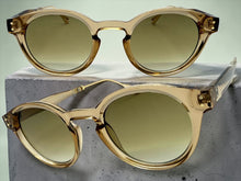 Classic Elegant Vintage Retro Style SUNGLASSES Round Champagne  Frame - Brown Lens 81012