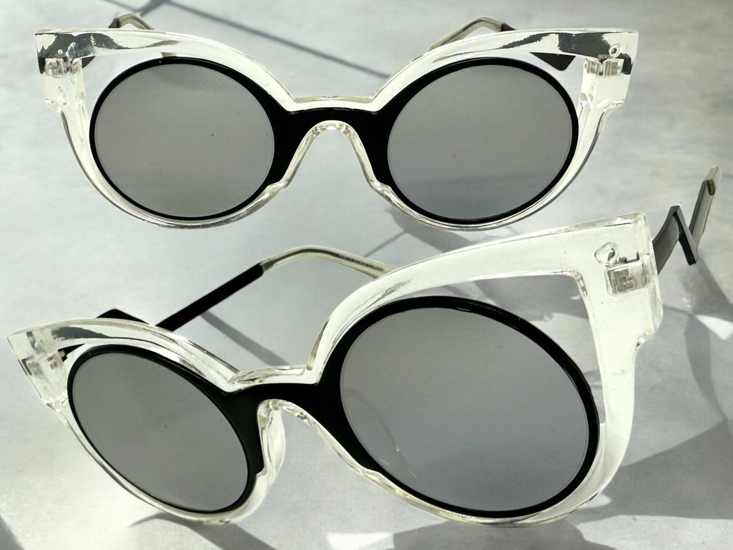 Classic Vintage Retro Cat Eye Style SUNGLASSES Funky Clear Frame 1737
