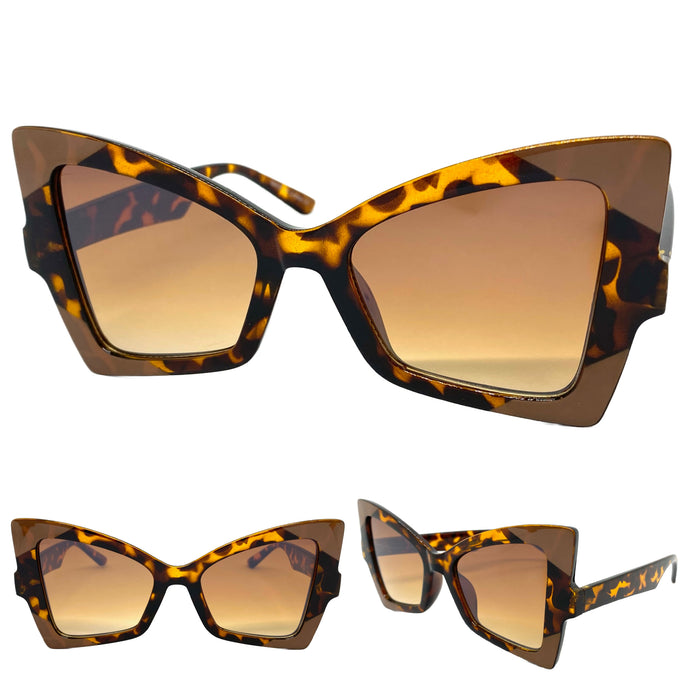 Oversized Exaggerated Funky Vintage Retro Style SUNGLASSES Large Orange Frame E2125