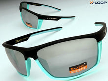 Sporty Wrap Around Cycling Fishing Biker SUNGLASSES Sleek Black & Aqua Frame - Mirror Lens 2723