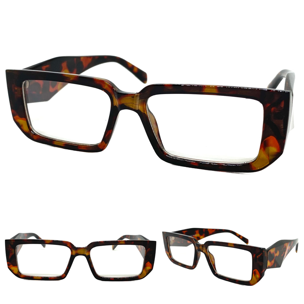 Classy Modern Contemporary Style Clear Lens EYEGLASSES Thick Tortoise Frame 81254