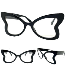 Oversized Vintage Retro Style Clear Lens EYEGLASSES Large Butterfly Black Frame 81261