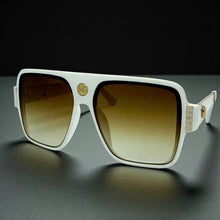 Classic Vintage Retro Luxury Hip Hop Rapper Style SUNGLASSES Large White & Gold Frame 3078