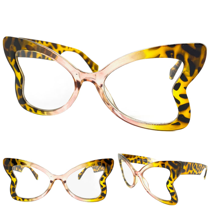 Oversized Vintage Retro Style Clear Lens EYEGLASSES Large Butterfly Tortoise Frame 81261