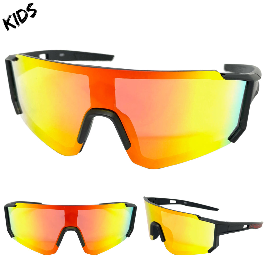 Kids Boys or Girls Retro Sporty Baseball Cycling Wrap Around Style SUNGLASSES Ages 6-13