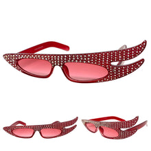 Exaggerated Unusual Funky Vintage Retro Style SUNGLASSES Red Bling Frame 7524