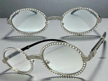 Classy Elegant Luxury Modern Hip Hop Style Bling SUNGLASSES Large Oval Silver & Faux Wooden Frame E065