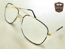 Classic TRUE Vintage Retro Aviator Style Clear Lens EYEGLASSES Gold Frame - Glass Lens 9006