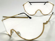 Oversized Modern Retro Shield Style Party Raver SUNGLASSES Large Gold Frame AB303