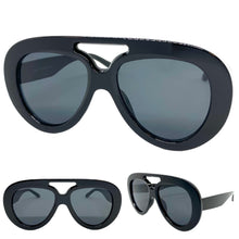 Oversized Vintage Retro Aviator Style SUNGLASSES Large Black Frame 80849
