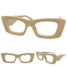 Exaggerated Vintage Retro Style Clear Lens EYEGLASSES Thick Khaki Frame 81260