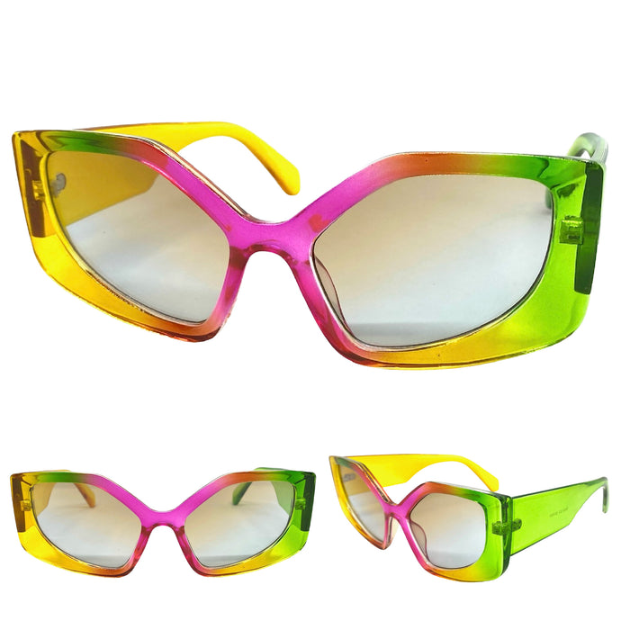 Oversized Exaggerated Funky Vintage Retro Style SUNGLASSES Thick Colorful Frame E2123