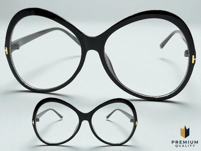 Oversized Vintage Retro Style Clear Lens EYEGLASSES Large Round Black Frame E2085