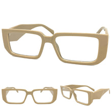 Classy Modern Contemporary Style Clear Lens EYEGLASSES Thick Khaki Frame 81254