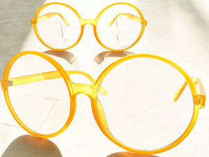 Oversized Vintage Retro Style Clear Lens EYEGLASSES X-Large Round Orange Frame 80828