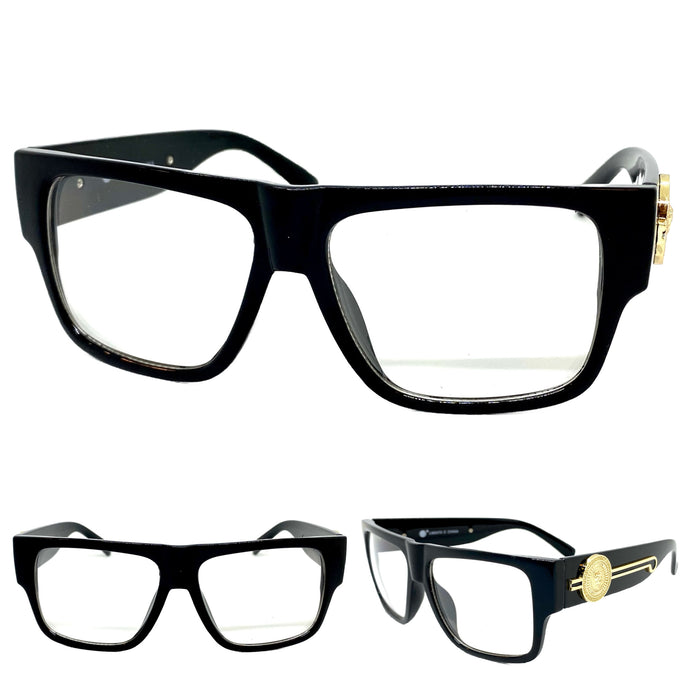 Classic Vintage Retro Hardcore Hip Hop Style Clear Lens EYEGLASSES Thick Black Frame 5470