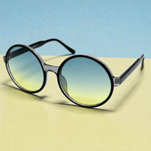 Oversized Exaggerated Vintage Retro Style SUNGLASSES Round Black Frame - Green Lens 1734