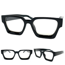 Classic Vintage Retro Style Clear Lens EYEGLASSES Thick Square Black Frame E2091