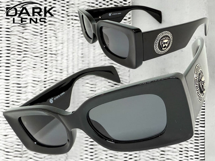 Classic Hardcore Biker Gangster Style SUNGLASSES Black Frame - Dark Lens 5015