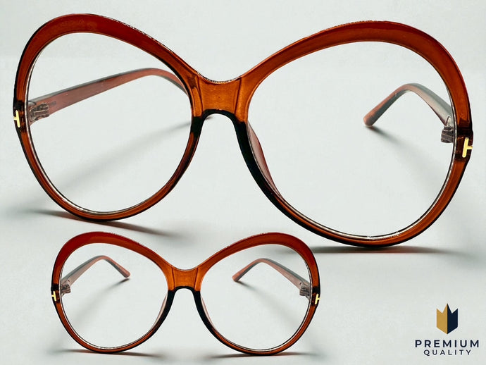 Oversized Vintage Retro Style Clear Lens EYEGLASSES Large Round Brown Frame E2085
