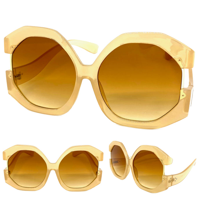 Oversized Vintage Retro Style SUNGLASSES X-Large Huge Tan Frame 80848