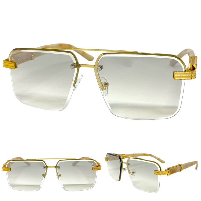 Men's Classy Elegant Luxury Designer Hip Hop Style SUNGLASSES Gold & Marble Frame 7537