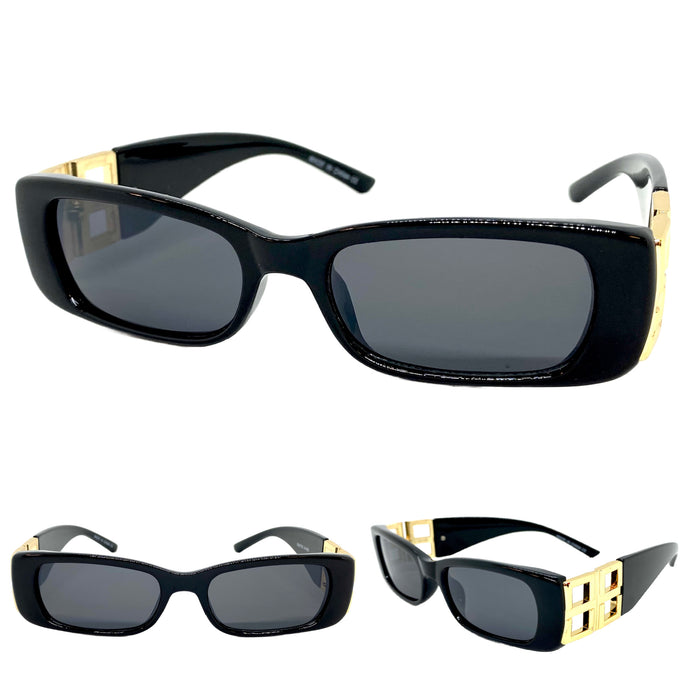 Classic Elegant Vintage Retro Style SUNGLASSES Thick Square Black Frame E2105