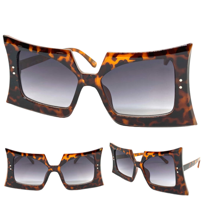 Oversized Vintage Retro Style SUNGLASSES Large Funky Leopard Frame 80847