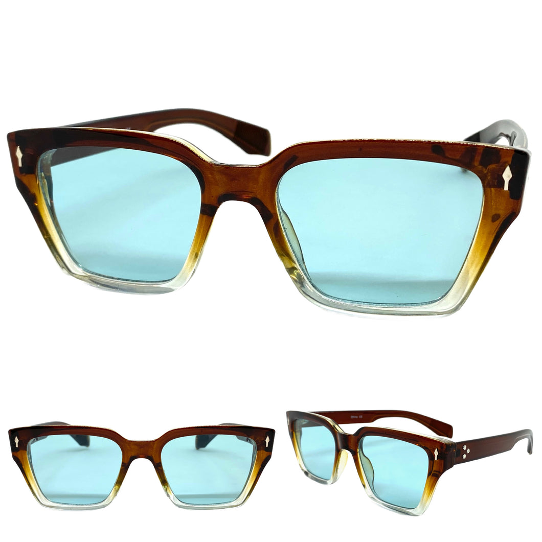 Classic Vintage Retro Style SUNGLASSES Square Brown Frame 5011