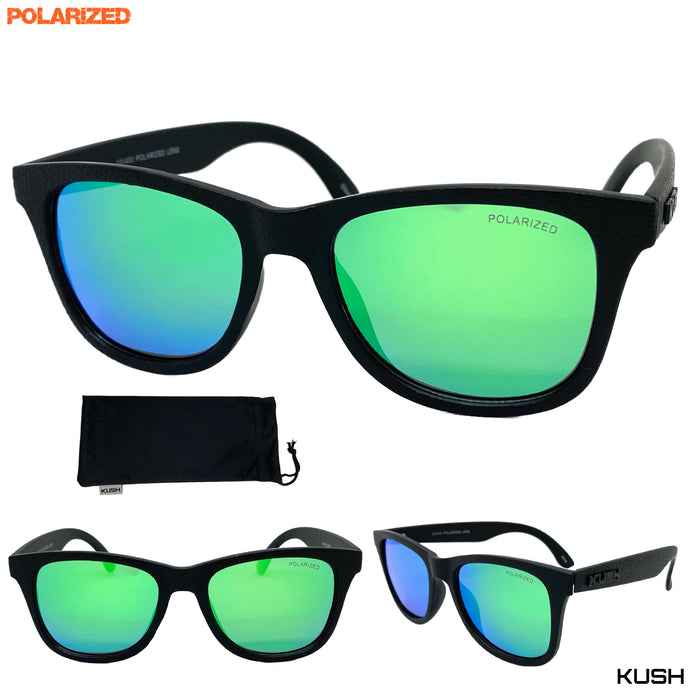 Classic Vintage Retro Hardcore Biker Style KUSH SUNGLASSES Green Polarized Lens POL006